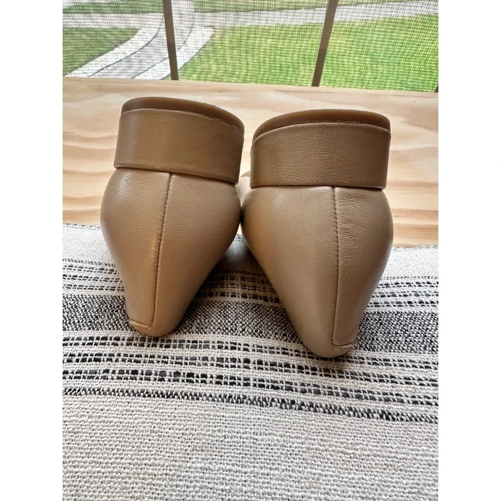 Easy Spirit Womens Light Taupe Leather Pointed Toe Block Heel Pumps Size 9M